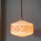 Vintage Melkglazen Opaline Hanglamp Met Florale Print thumbnail 13