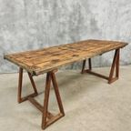 Antieke Tafel Schragentafel Tuintafel 90 X 208 Cm thumbnail 12