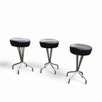 3 X Stool / Black Top / Chrome Frame / 1970s thumbnail 9