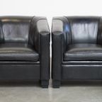 Unieke, Luxe, Complete Set Van Een Zwarte Schapenleren Bank En 2 Fauteuils In Art Deco Stijl thumbnail 15