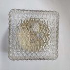 Vintage Guro Jaren '70 Plafondlamp Plafonnière Glas Vierkant thumbnail 10