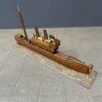 Groot Oud Volkskunst Stoom Schip thumbnail 21