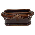 Art Deco - Brown Glazed Ceramic Flowerpot thumbnail 3