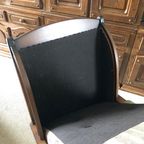 Grote Vintage Fauteuil Met Armleuning Bekleding Massief Hout thumbnail 3