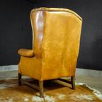 Vintage Lederen Oorfauteuil – Bruin thumbnail 7