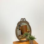 Antiek Vintage Oude Houten Spiegel Met Strik En Bloemen thumbnail 2