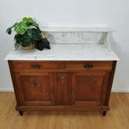 Vintage Frans Dressoir Commode, Ladekast Badkamermeubel Met Marmer Blad 903 thumbnail 3