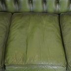 Comfortabele, Groene, Rundlederen Ruime 3 Zits Engelse Chesterfield Bank thumbnail 7