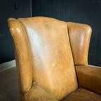 Vintage Schaapsleren Wingback Fauteuil thumbnail 7