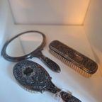 Mooie Vintage Brocante Kaptafel Set Borstel Spiegel, Zilver thumbnail 11