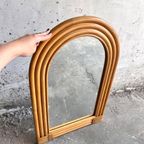 Wooden+Arch-Shaped Mirror With Tree Bamboo Wicker Frame, 1970S thumbnail 8