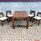 Brutalist Jaren 60 Eetkamerset (uitschuifbare Stafel + 4 Stoelen) thumbnail 4