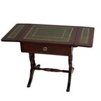 Vintage British - Dropleaf Side Table With Drawer - Leather Inlay And Brass Detailing - Regency S thumbnail 2