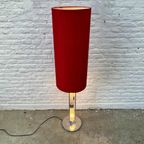 Vintage Vloerlamp - Verlichte Voet - Kristal Glas - Rode Kap thumbnail 7