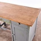 Vintage Bureau Hout | Oud Bureau | Houten Bureau Grijs thumbnail 7