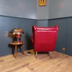 Rode Italiaanse Vintage Designfauteuil thumbnail 8