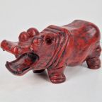 Vintage Rode Houten Hippo Nijlpaard ’70 Sculptuur Exotisch thumbnail 7