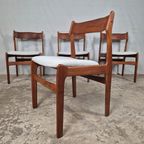 4 Vintage Deense Eetkamerstoelen Jaren 60 Teak Bouclé 60S thumbnail 11