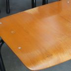 Set Van 10 Vintage Jaren ’60 Dutch Design Marko School/kantine/eetkamerstoelen Met Armleuningen thumbnail 11