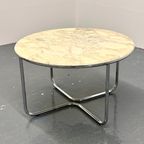 Vintage Ronde Marmeren Eettafel Met Buisframe Onderstel thumbnail 3