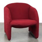 Vintage Artifort Design Fauteuil Model Ben In Rode Stof Van Zeer Goede Kwaliteit thumbnail 2