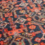 Oude Oosterse Loper Met De Hand Gemaakt Met Voornamelijk Donkerblauw & Rood Tinten 315x105cm thumbnail 6