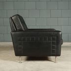 Vintage Lederen Fauteuil – Zwart – Jaren 70 thumbnail 5