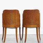 Unieke Set Van 4 Originele Art Deco “wolken” Eetkamerstoelen Met Luxe Rode Bekleding thumbnail 7