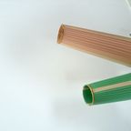 Jaren 50 Vloerlamp Met Roze En Groene Kap En Goudkleurige Poten thumbnail 8