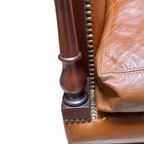 Cognac Kleurige Lederen Armzetel In Mahoniehout thumbnail 5