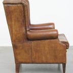 Grote, Comfortabele En Correct Afgewerkte Schapenleren Oorfauteuil In Een Goede Staat thumbnail 3