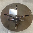 Vintage Ronde Salontafel, Rookglazen Blad En Chromen Frame, Space Age, 1970'S thumbnail 9