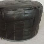Vintage Leren Peof Ottoman, Zwart thumbnail 12
