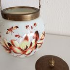 Oud Antiek Wit Opaline Glas Met Koper Koek Doos Engels Staffordshire Look thumbnail 3