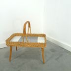 Rotan Dienblad Op Poten Met Grijs Formica thumbnail 7