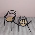 2X Vintage Postmodern Buisframe Stoel Met Webbing Zitting. thumbnail 10