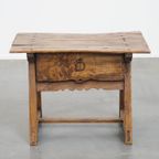 Mooie Antieke Spaanse Salon/ Bijzettafel Van Vruchtbomen Hout Met Originele Handgesmede Nagels thumbnail 12
