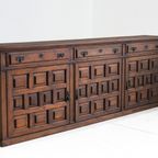 Spanish Brutalist Sideboard In Carved Solid Wood thumbnail 3