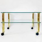 Lage Glazen Kleine Salontafel Glas Gouden Hollywood Regency thumbnail 8