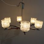Vintage Plafondlamp, Kroonluchter - Jaren '60, Hout, Glas thumbnail 9