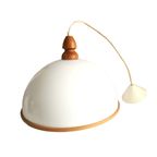 Vintage Steinhauer Hanglamp Wit Kunststof Met Houten Rand, Jaren '70/'80 thumbnail 4