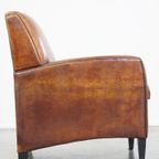 Mooie En Comfortabele Art Deco Design Schapenleren Fauteuil Met Een Prachtig Patina thumbnail 4