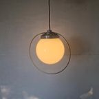 Art Deco Opaline Hanglamp Aluminum Frans thumbnail 2