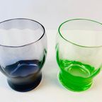 2 Vintage Anna Groen & Paarse Waterglazen / Drinkglazen Met Optiek thumbnail 4