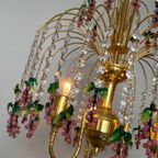 Vintage Murano Kroonluchter Roze Druiven Hanglamp Kristal thumbnail 11
