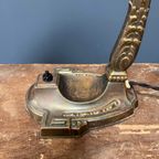 Franse Art Nouveau Tafellamp Met Transparante Glazen Kap thumbnail 12