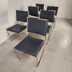 Vintage Blauw Leren Stoelen, Chrome Frames thumbnail 9