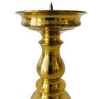 Antieke Zware Messing Bol Kandelaar 1920’s thumbnail 5