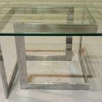 Vintage Chrome En Glas Bijzettafel Salontafel Sidetable thumbnail 14