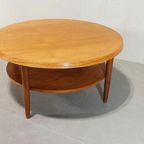 Vintage Mid Century Houten Salontafel, Rond thumbnail 11